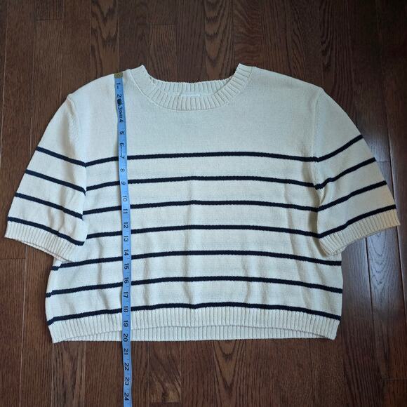 H&M Breton Stripe Short Sleeve Cropped Boxy Sweater - XL - Picture 6 of 9